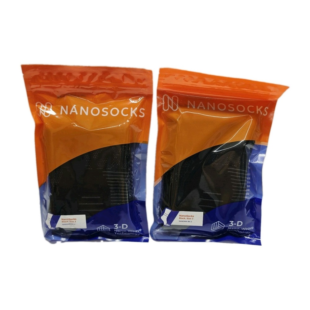 2 Packs NanoSocks 3D Nano-Weave Technology Adult Compression Socks Black Size 2